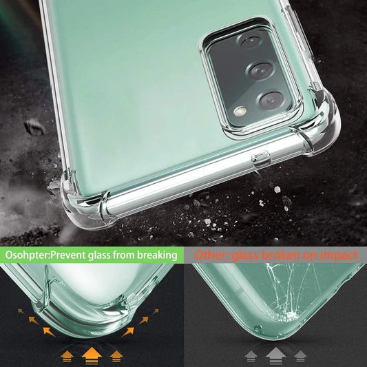 Galaxy A11 A12 A32 A42 S20 FE 5G S9 S21 S21+ S21 FE 5G Note 9 20 Ultra Case, Samsung Galaxy Clear Phone Cases,  Crystal Transparent Clear Flexible Shock Absorption Bumper Soft TPU Cover